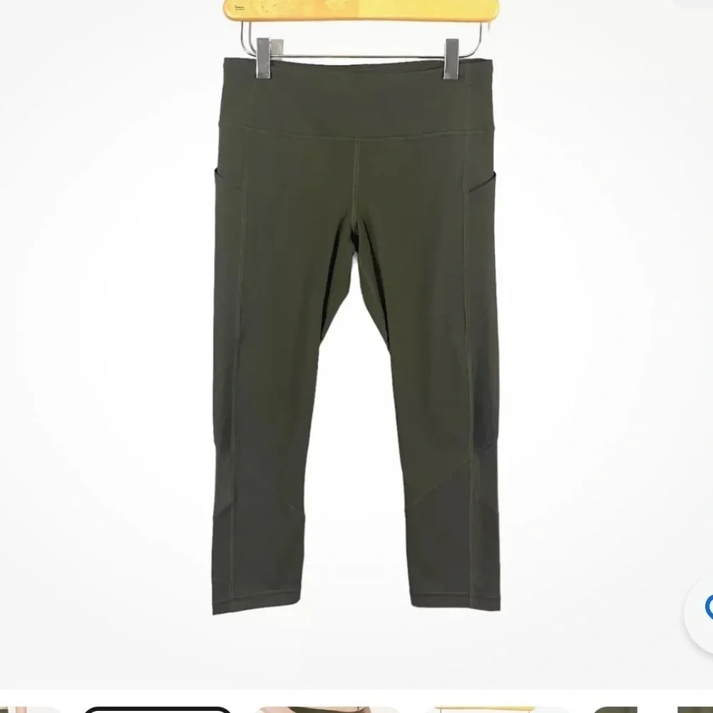 Lululemon Pace Rival Crop Full On Luxtreme 22”  Size 6 Dark Olive sport gym yoga